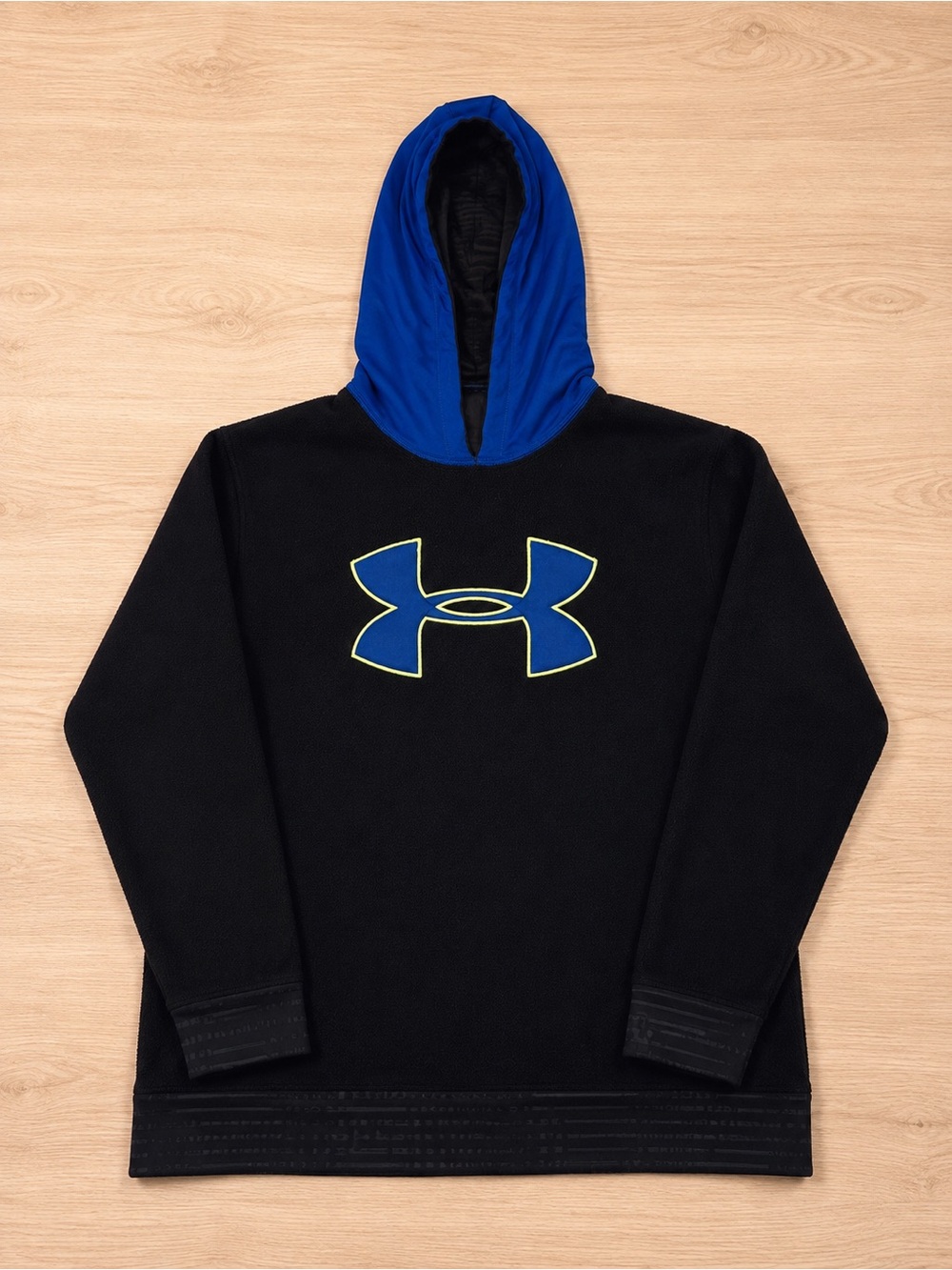 Under Armour Fleece Hoodie Men’s 2XL Black Blue Loose Fit Pullover - Picture 3 of 10